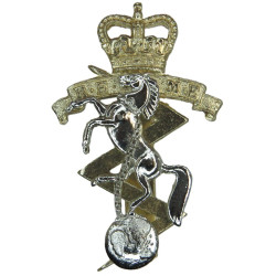 Royal Electrical & Mechanical Engineers  with Queen Elizabeth's Crown. Anodised Staybrite army cap badge
