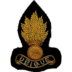 Royal Engineers (Officers') - Ubique - For Mess Kit 9-Flamed Grenade  Bullion wire-embroidered Officers' collar badge