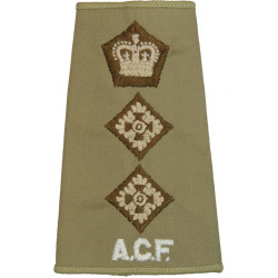ACF Colonel (Army Cadet Force) Rank Slide On Beige For Shirt with Queen Elizabeth's Crown. Embroidered Officer rank badge