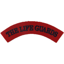 The Life Guards (Straight Ends) Current Pattern Blue On Red  Embroidered Sew-on Army cloth shoulder title