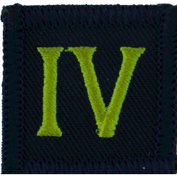 King's Own Royal Border Regiment - 33mm Square Yellow IV On Blue  Embroidered Regimental cloth arm badge