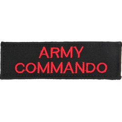Army / Commando - Red On Black - New Type Rectangle On Velcro  Embroidered Sew-on Army cloth shoulder title